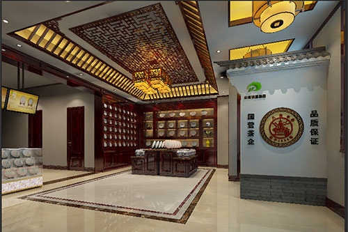 西乡塘古朴典雅的中式茶叶店大堂设计效果图